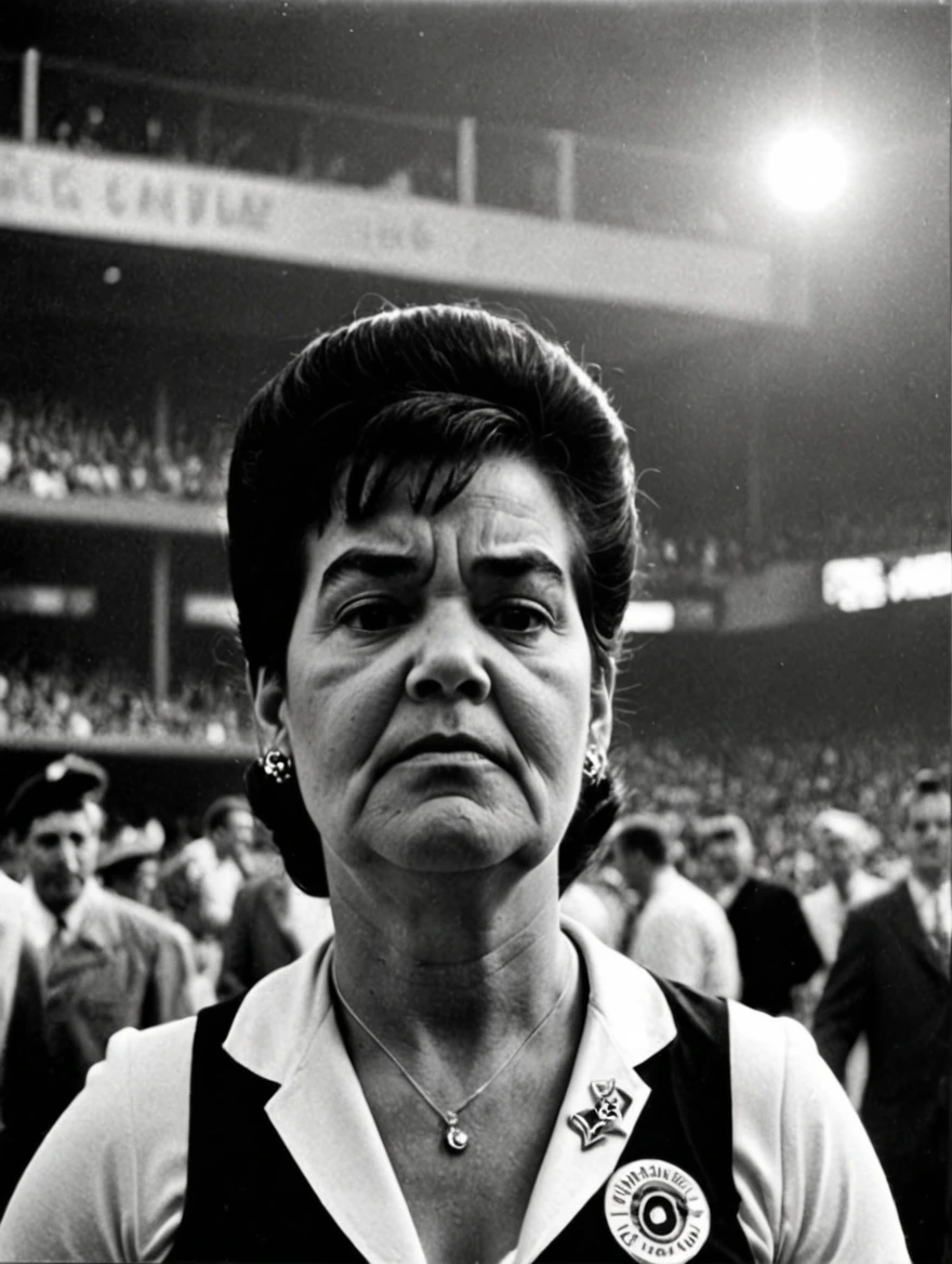 A female doo-wop cheerleader from the 1950s