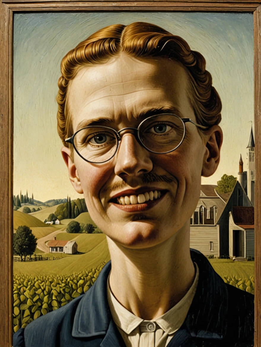 female in American Gothic by Grant Wood