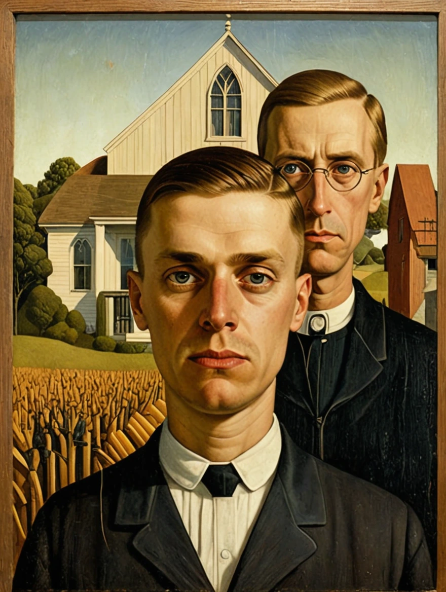 female in American Gothic by Grant Wood