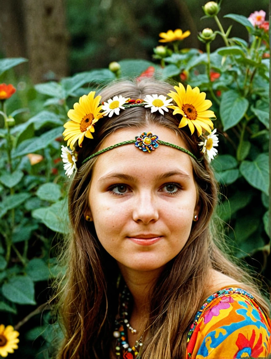 1960s female hippie flower child