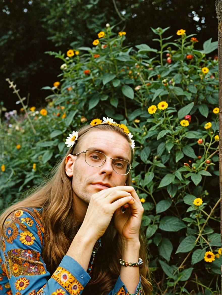 1960s female hippie flower child