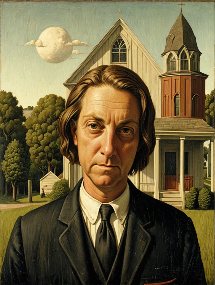 male in American Gothic by Grant Wood