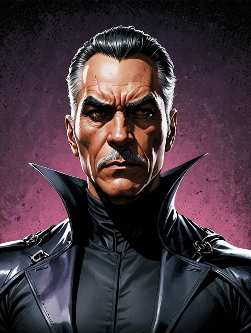 a male evil villain in style of comic book art