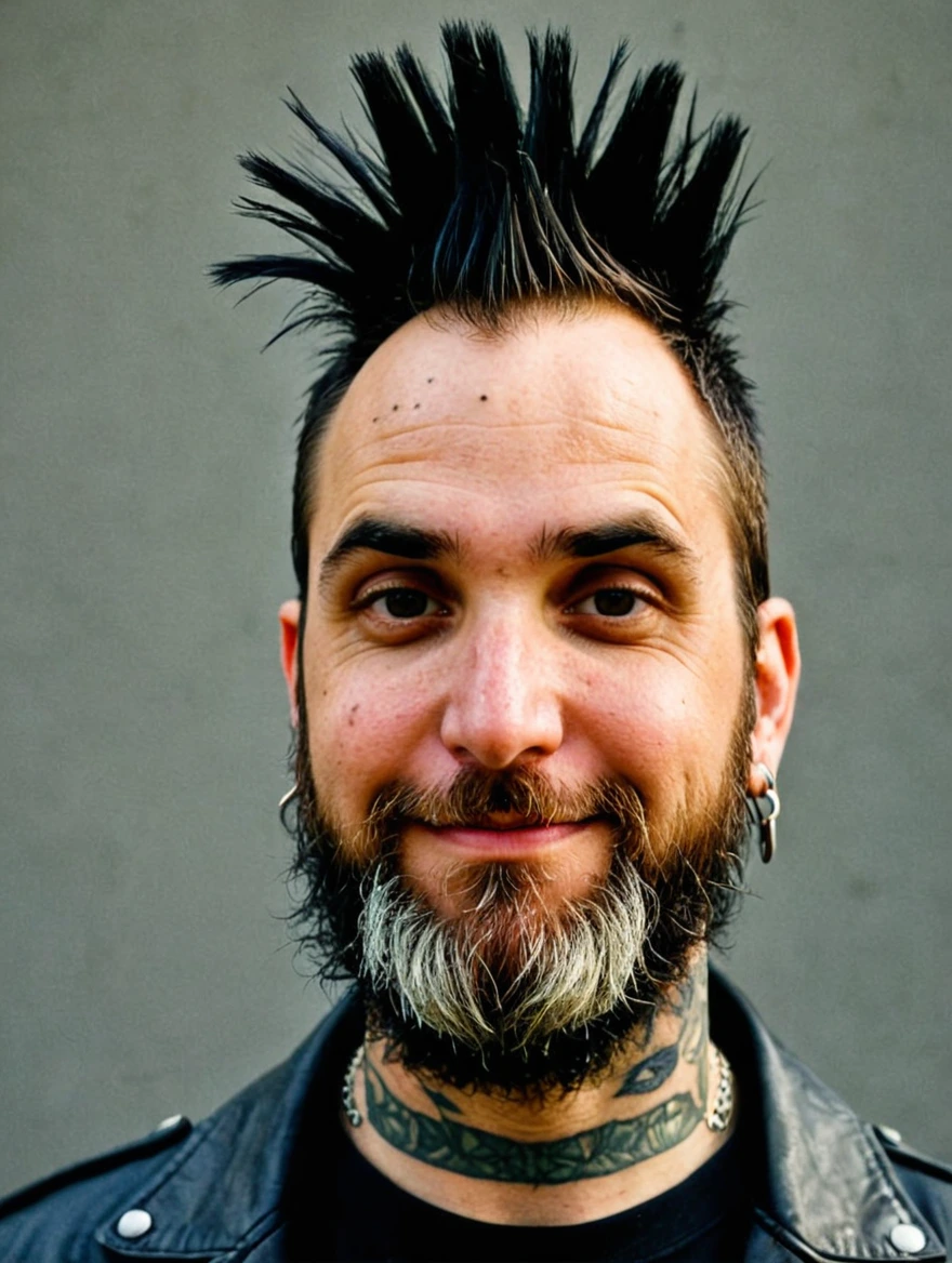 A male punk rocker with tattoos & a mohawk