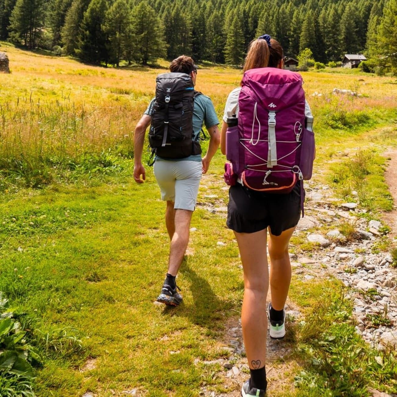 Deux randonneurs sur un sentier alpin