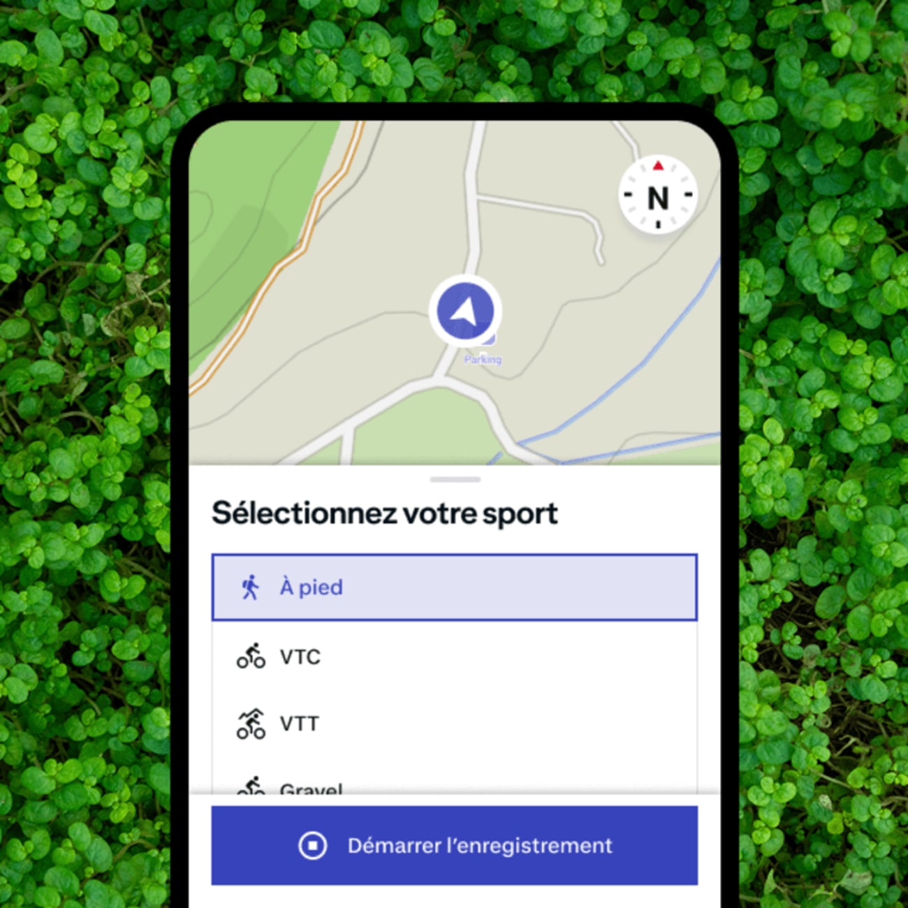 Sélectionnez le sport de votre choix et lancez l'enregistrement de votre propre trace