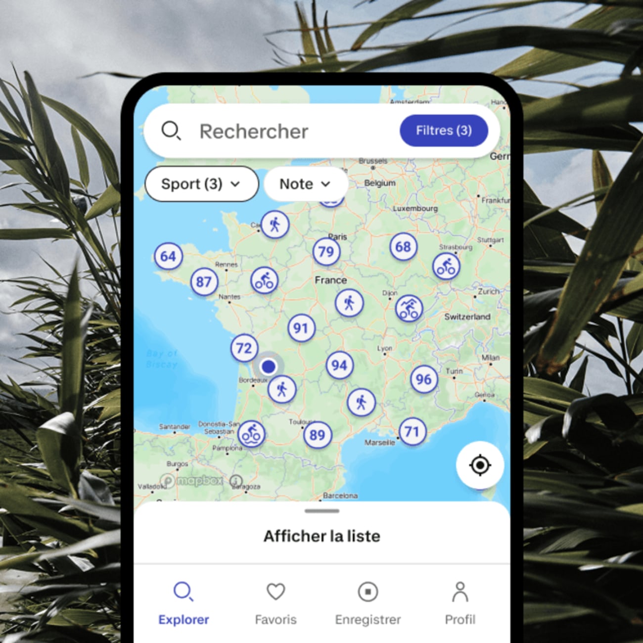 Parcourez la carte et choisissez un parcours parmi plus de 60 000 sorties disponibles