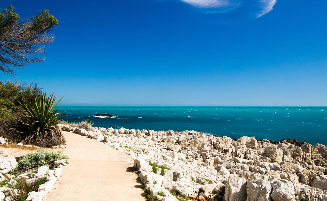 Vue sur le sentier de Tirepoil au cap d'Antibes.