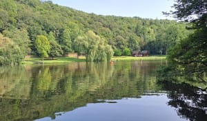 La passerelle himalayenne depuis le moulin de Châteaubrun - Baraize - 27