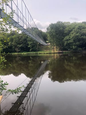 La passerelle himalayenne depuis le moulin de Châteaubrun - Baraize - 28