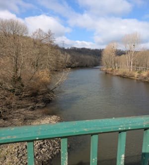 La passerelle himalayenne depuis le moulin de Châteaubrun - Baraize - 22