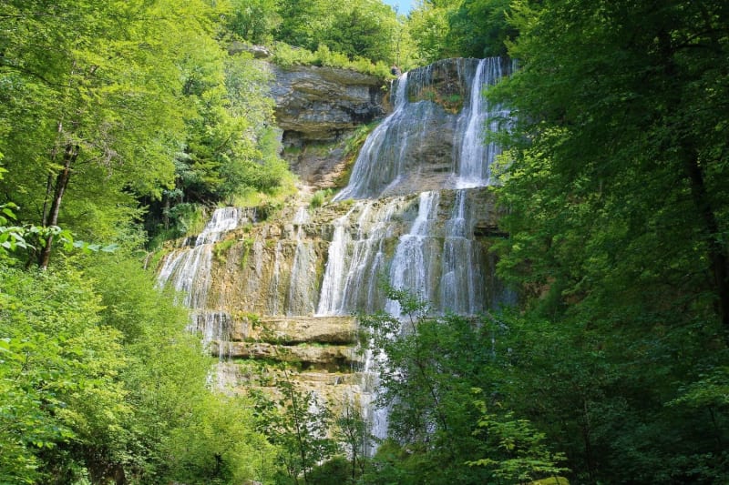 La cascade de l'Eventail dans le Jura, aux cascades du Hérisson