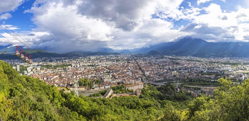 Vlucht naar de Bastille en prachtig uitzicht op Grenoble - Pont de la Porte de France, Grenoble