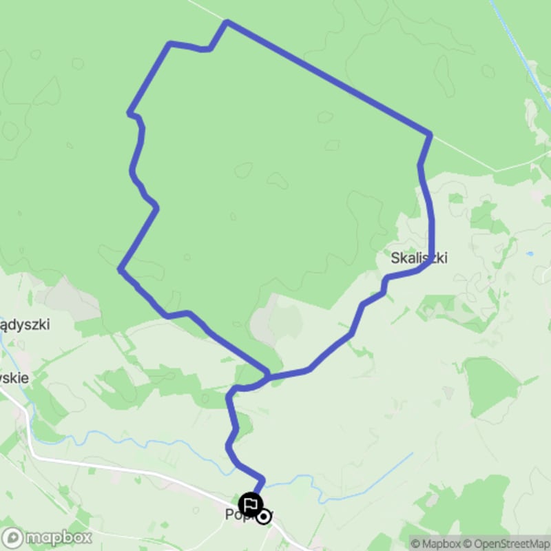 Ścieżka wzdłuż rzeki w Popiołach o dystansie 11,8 km i poziomie trudności średnim. - Popioły