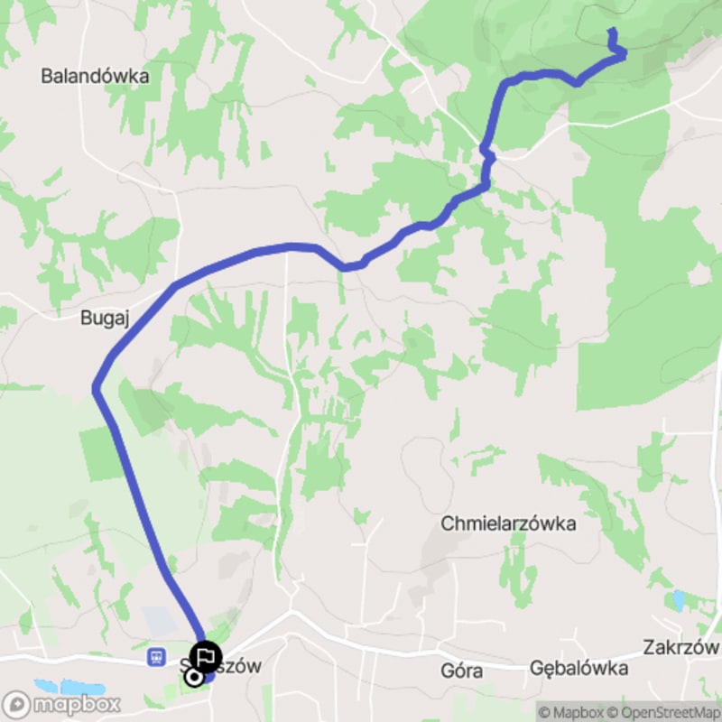 Ścieżka w Strzykowie o długości 10,6 km z poziomymi różnicami wysokości i pochyłościami - średnia trudność - Stryszów