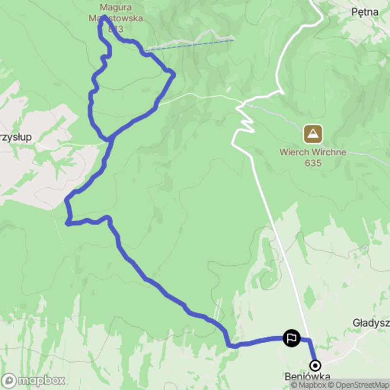 Ścieżka wzdłuż rzeki z poziomem trudności średnim - 14,2 km, Gładyszów - Gładyszów