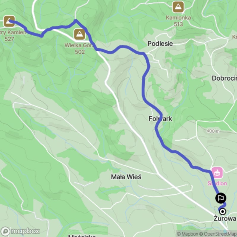 Ścieżka wzdłuż rzeki z poziomem trudności średnim - 9,0 km, Żurowa - Żurowa