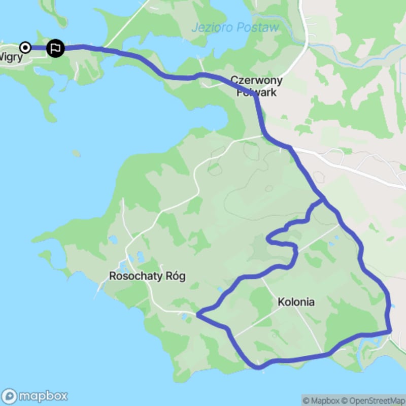 Ścieżka średnio trudna o długości 9 km wigrońskich - Wigry - Wigry
