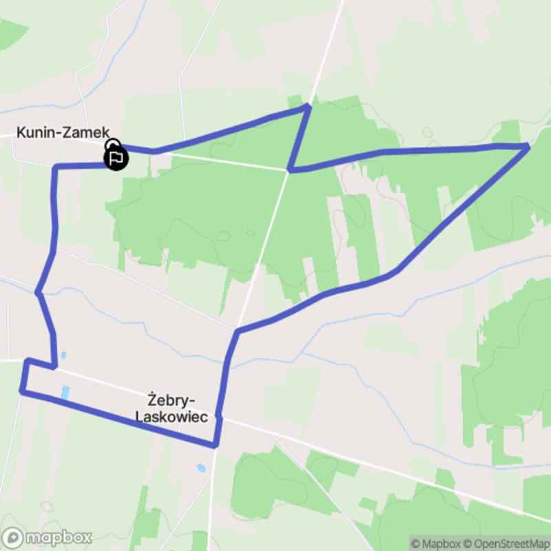 Spacer łatwy o długości 6,2 km zaczynający się w Kunin-Zamek - Kunin-Zamek