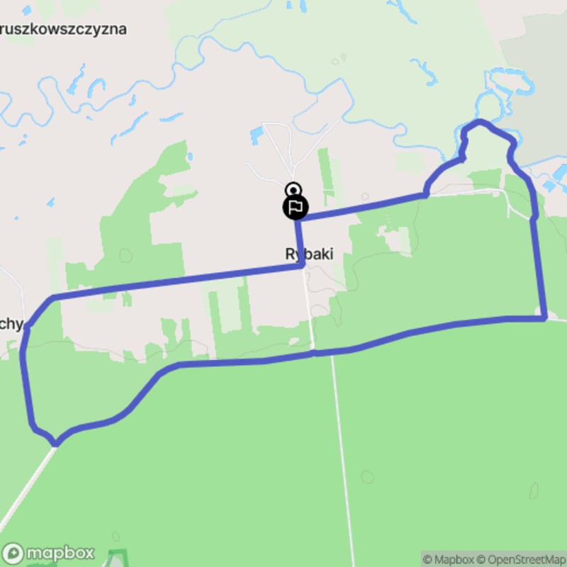 Łatwa, 7.2 km dystansowa przechadzka z miejsca wyjazdu Rybaki.\n - Rybaki