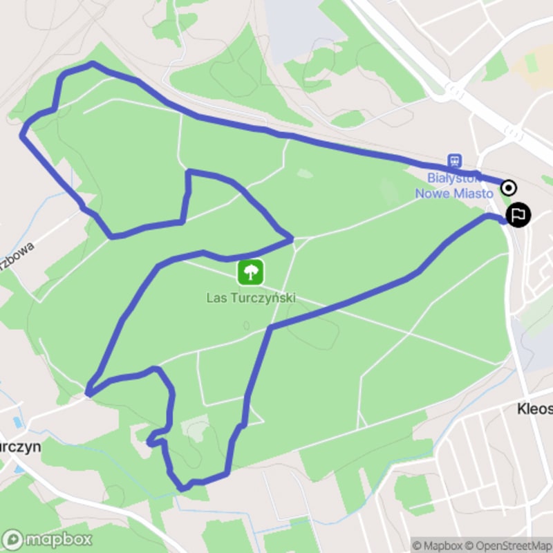 Łatwa trasa turystyczna z punktu wyjścia w Kleosinie, długość 6,8 km - polski tytuł wersji 1: Łatwa trasa turystyczna w Kleosinie
polski tytuł wersji 2: Trasa turystyczna o niskim poziomie trudności z punktu wyjścia w Kleosinie - Kleosin
