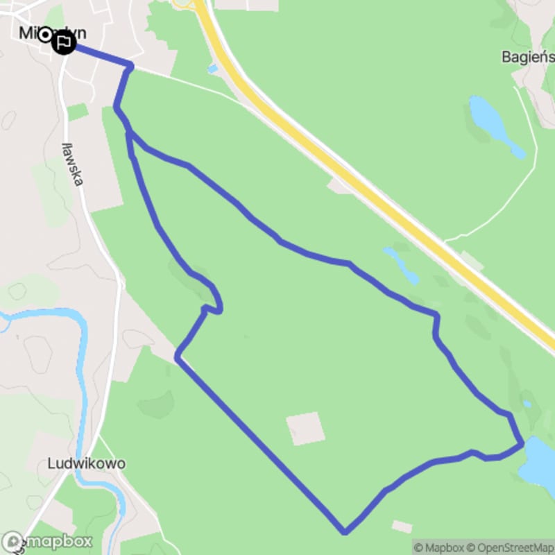 Ścieżka wzdłuż rzeki z poziomem trudności średnim - 8,7 km, Miłomłyn - Miłomłyn