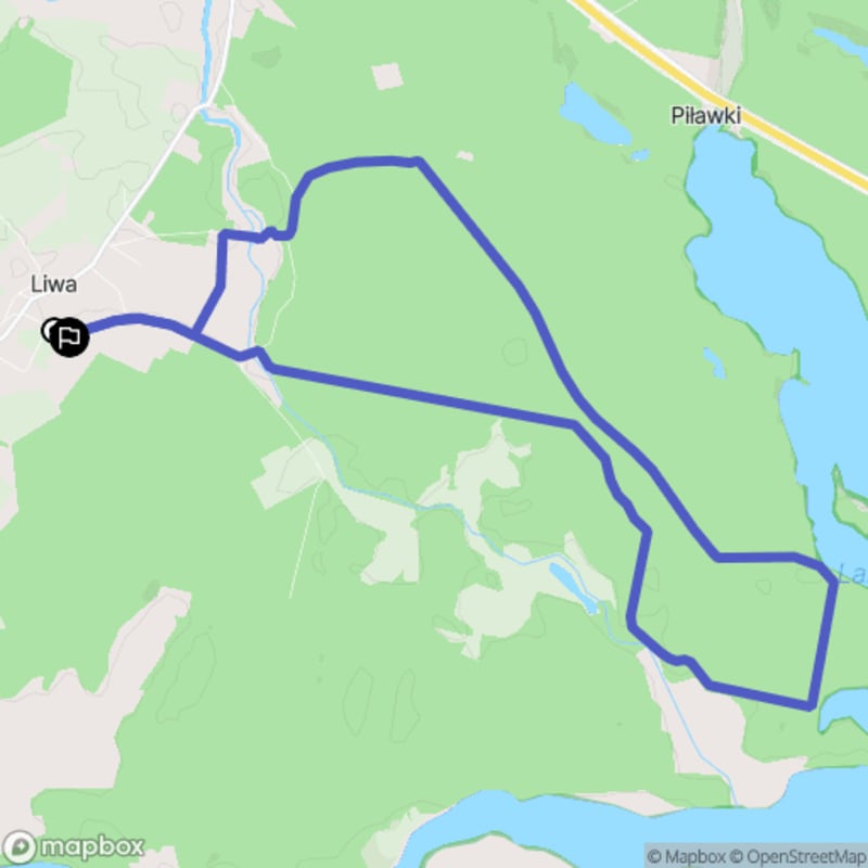 Ścieżka wzdłuż rzeki Liwy o dystansie 15,1 km i poziomie trudności średnio-wysokim. - Liwa