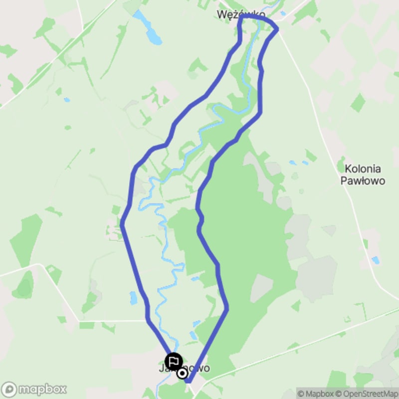 Łatwa, 6.6 km dystansowa przechódka z miejsca początkowego Jakunowo - Jakunowo