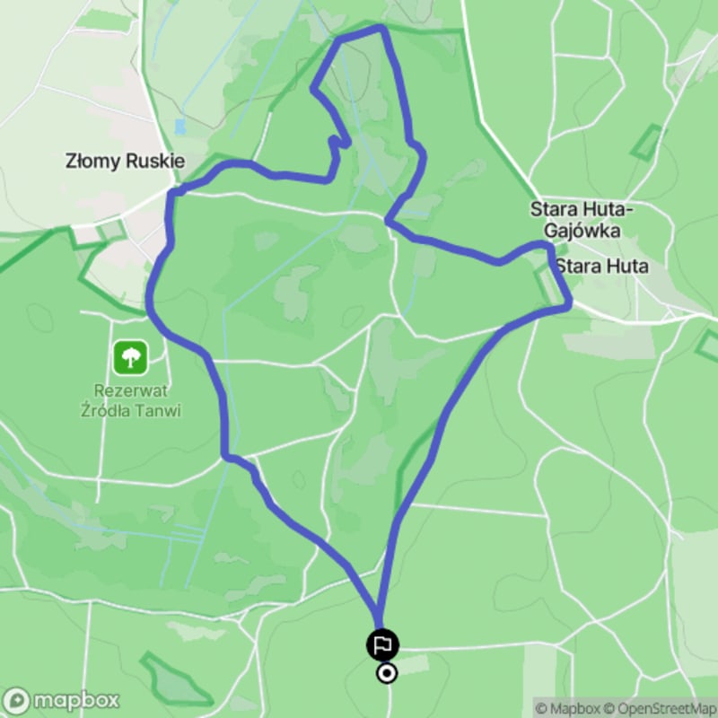 Łatwa pieszałka w Starym Hucie o długości 4,5 km o poziomie trudności łatwym. - Stara Huta