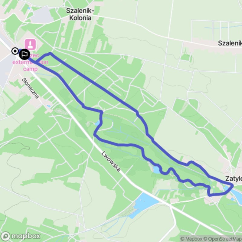Łatwa, 7.4 km trasa turystyczna od Bełżeca \n (polski tytuł wędrówki: łatwa, 7.4 km trase turystyczna od Belżca) - Bełżec