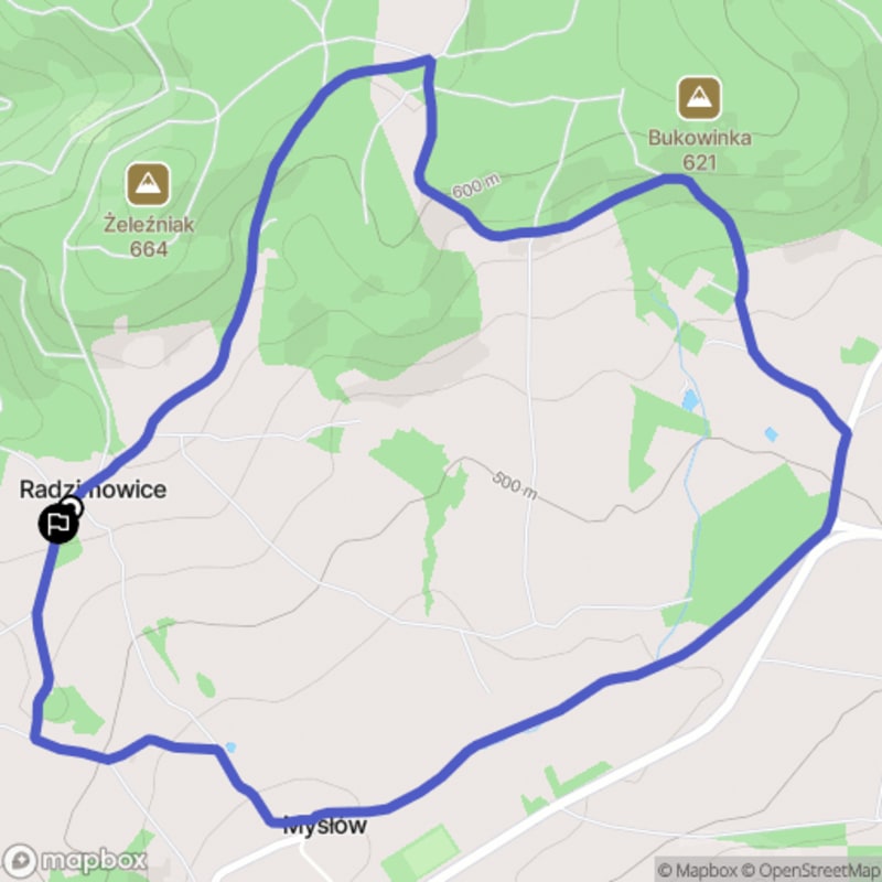 Ścieżka wzdłuż lasów z Radzimowic, trudny poziom, 6 km dystans. - Radzimowice