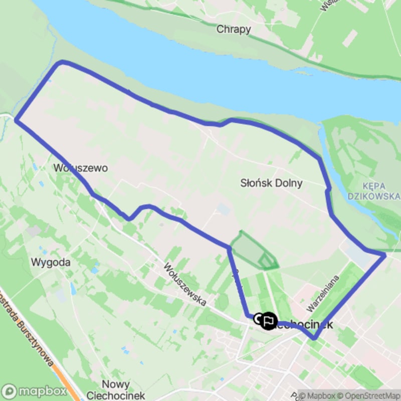 Ścieżka w Ciechocineku o długości 12,4 km z poziomym niemalem wzniesieniem i średnio trudnym terenem. - Ciechocinek