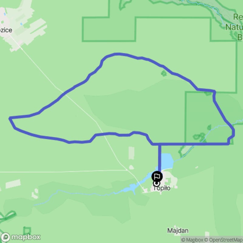 Ścieżka wzdłuż rzeki z poziomem trudności średnim - 12,8 km, Topiło jako punkt wyjścia. - Topiło
