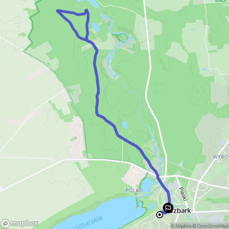 Ścieżka średnio trudna o długości 9,7 km zaczynająca się w Lidzbarku. - Lidzbark