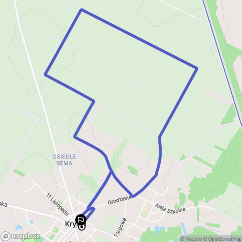 Łatwa, 7.1 km trasa turystyczna rozpoczynająca się w Krynkach.\n - Krynki