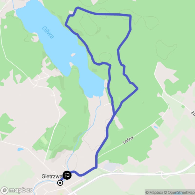 Ścieżka turystyczna w Gietrzwałdzie o długości 8,7 km z poziomem trudności umiarkowanym. - Gietrzwałd