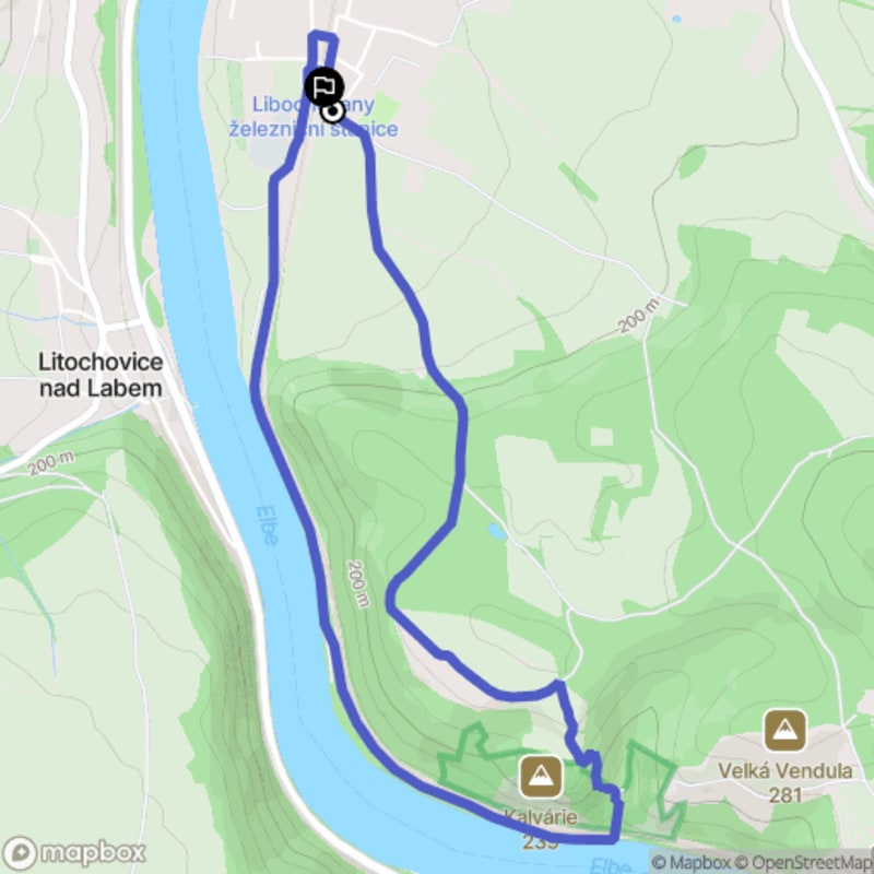 Łatwa, 5.6km dystans rajdu turystycznego w Libochovanych - Libochovany