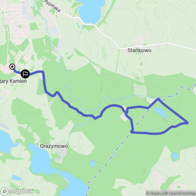 Średni poziom trudnościowy spaceru turystycznego o długości 11,4 km, rozpoczynający się w Prabuty. - Prabuty