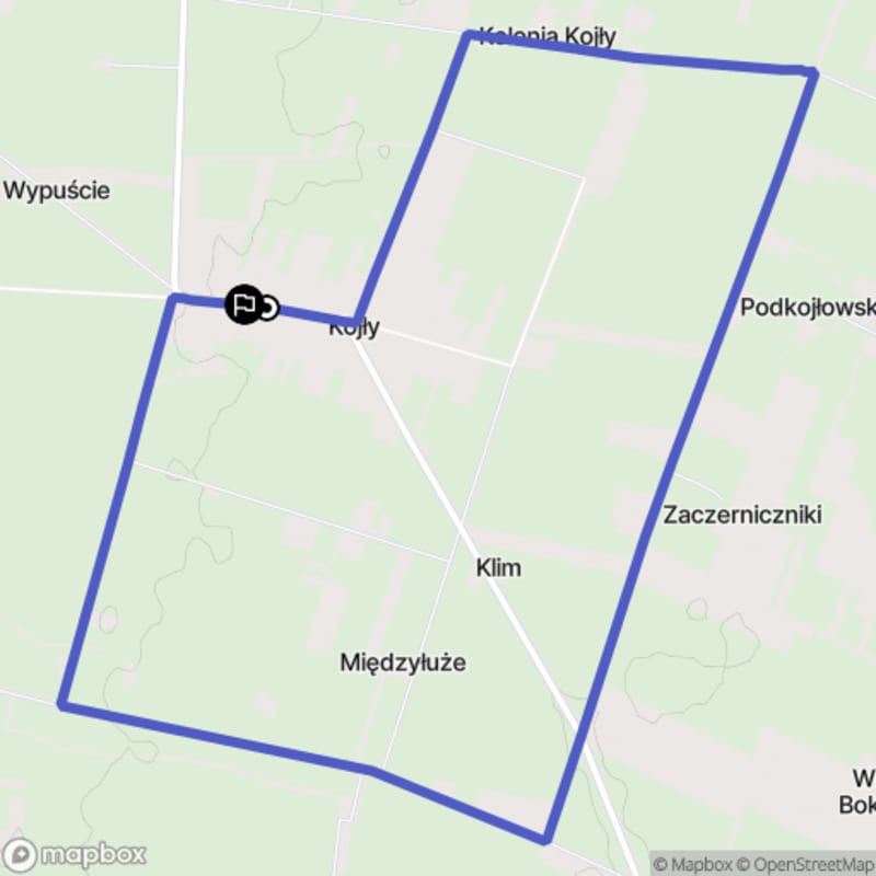 Ścieżka w Kojylach o długości 8,5 km z poziomymi różnicami terenu i umiarkowaną trudnością (średnia) - Kojły