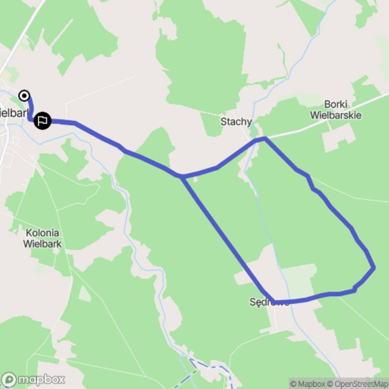 Ścieżka wzdłuż rzeki z poziomem trudności średnim - Wędrówka z Wielbarka o długości 14,3 km - Wielbark