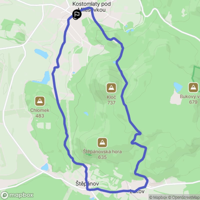 Ścieżka wzdłuż rzeki - spacer przez Kostomlaty pod Milesovką o dystansie 10 km i poziomie trudności średniej - Kostomlaty pod Milesovkou