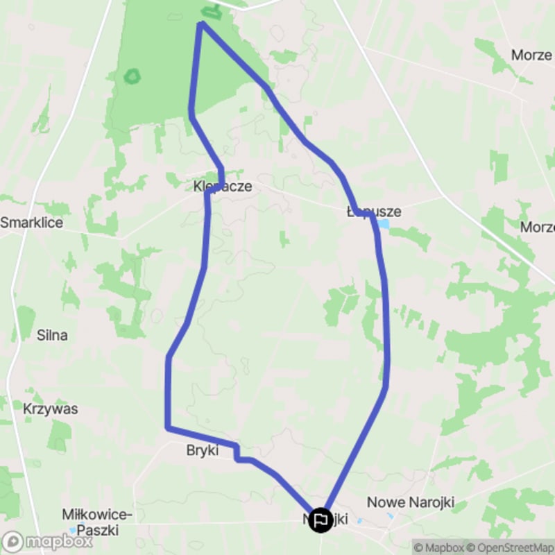 Ścieżka wzdłuż rzeki z poziomem trudności średnim, trasa turystyczna rozpoczynająca się w Narojkach, długość 12.7 km - Narojki