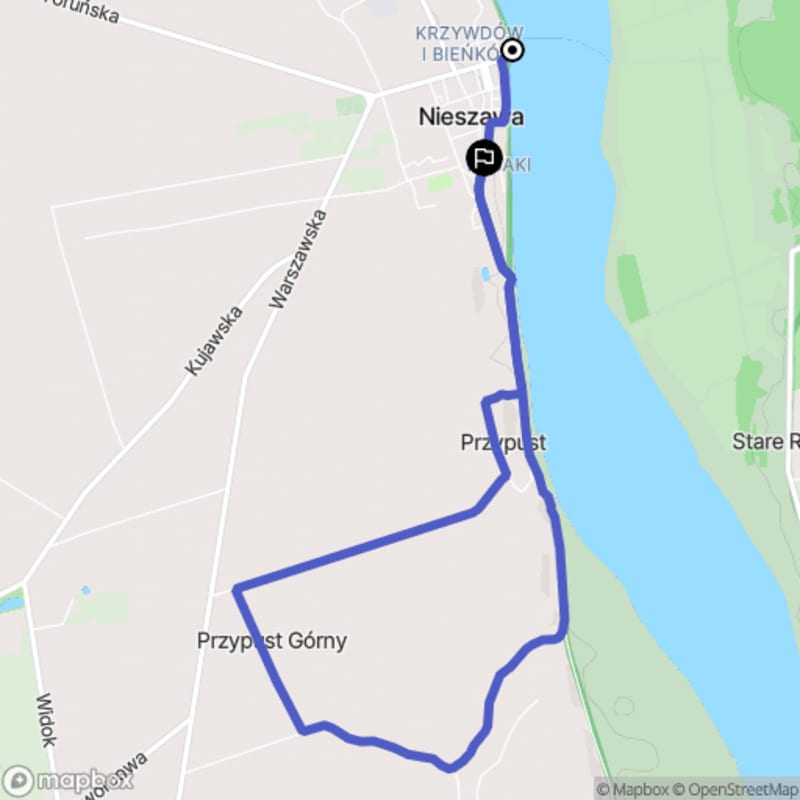 Ścieżka wzdłuż rzeki Wkry - 8,1 km, poziom trudności średni, rozpoczynająca się w Nieszawie. - Nieszawa