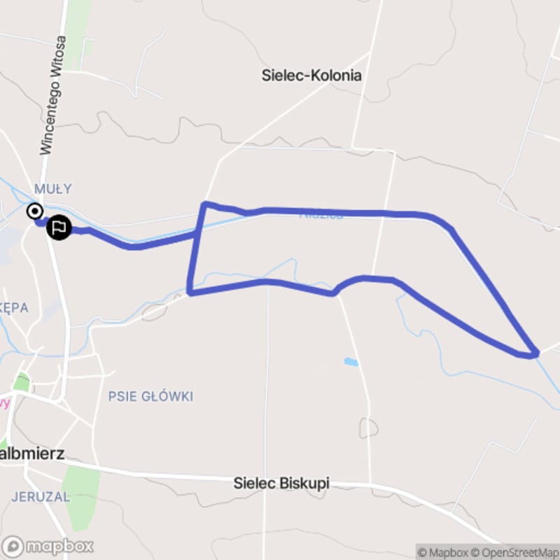 Łatwa, 5.7km trasa turystyczna rozpoczynająca się w Krakowie - Szlakiem do Skalbmierz (łatwy) - Skalbmierz