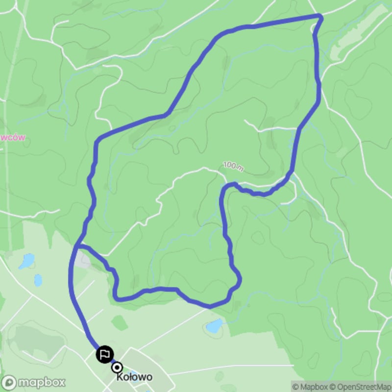 Ścieżka wzdłuż rzeki z poziomem trudności średnim - 8,6 km, Kołowo - Kołowo