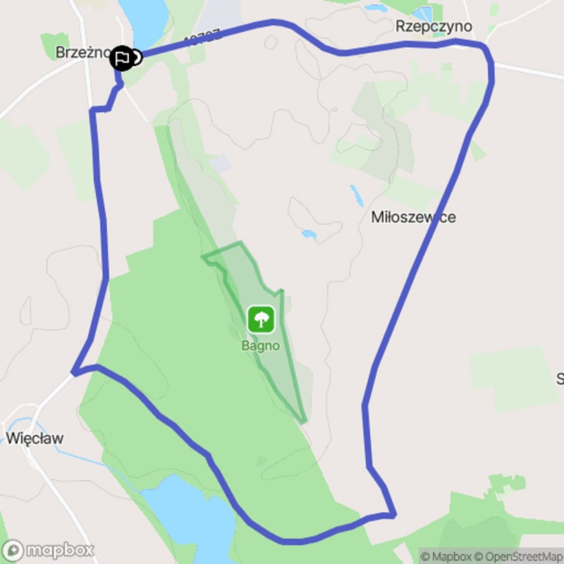 Średni poziom trudności, 8,5 km dystansowy spacer z rozpoczęciem w Brzeżno. - Brzeżno