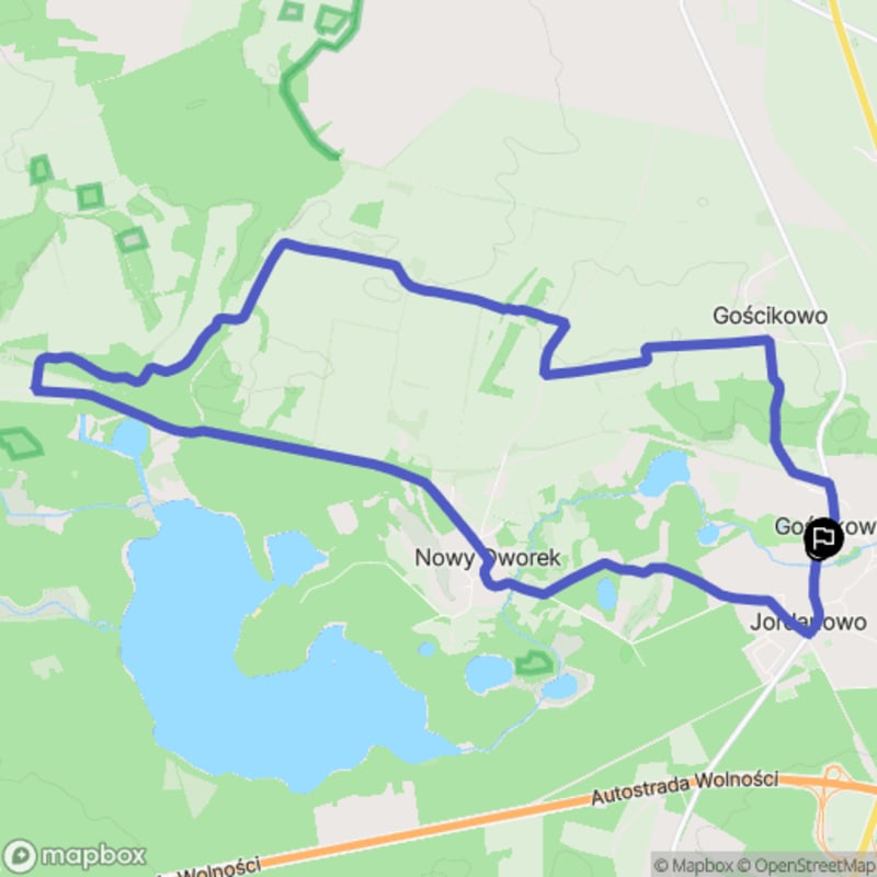 Ścieżka średnio trudna, 13,7 km długa, zaczynająca się w Gościkowie - Gościkowo