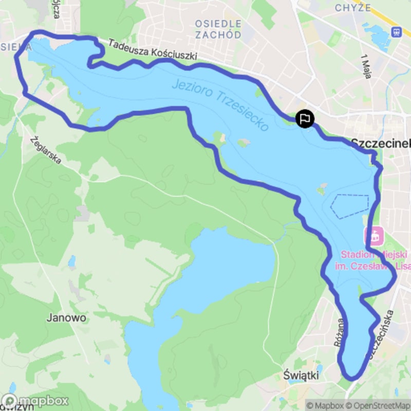 Umiarkowana 14 km pętla Szczecinek - pętla jezioro Trzesiecko - Szczecinek