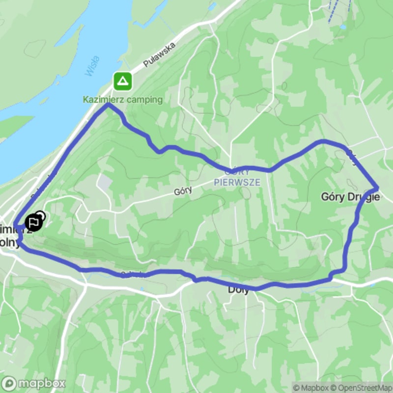 Trudna trasa o długości 6,6 km: Kazimierz Dolny - Norowy Dół i Korzeniowy Dół - Kazimierz Dolny