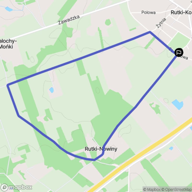 Spacer łatwy o długości 5,1 km rozpoczynający się w Rutki-Kossaki - Rutki-Kossaki